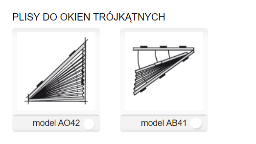 Plisy do okien trójkątnych